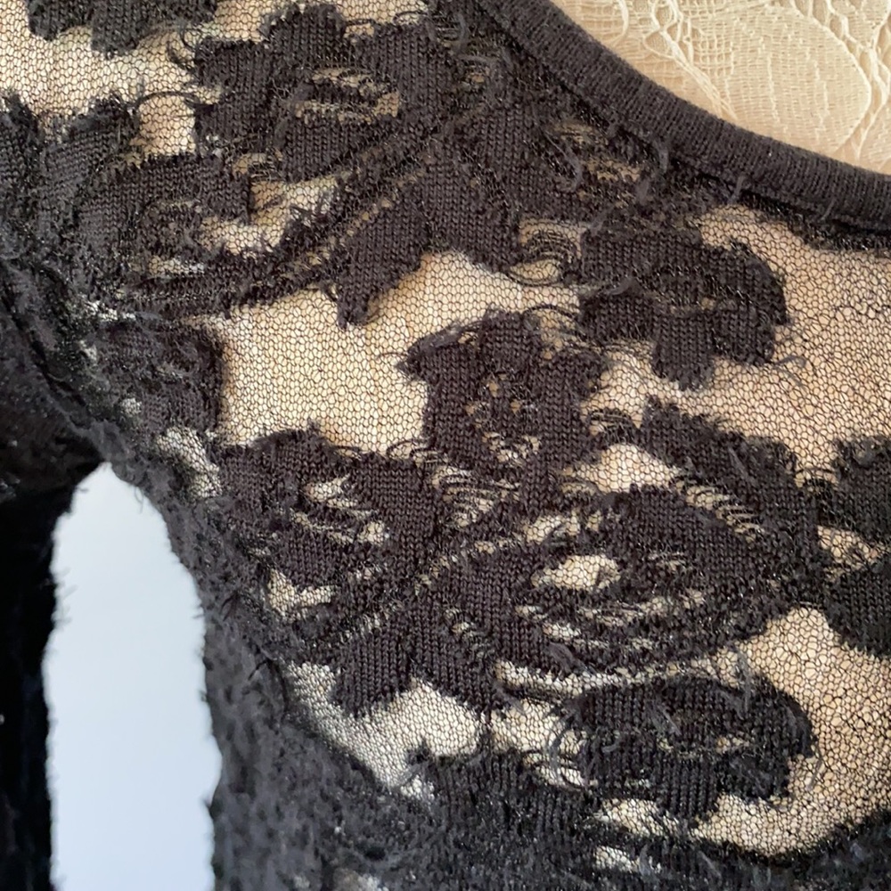 Free people sheer black long sleeve top - Picture 2 of 8